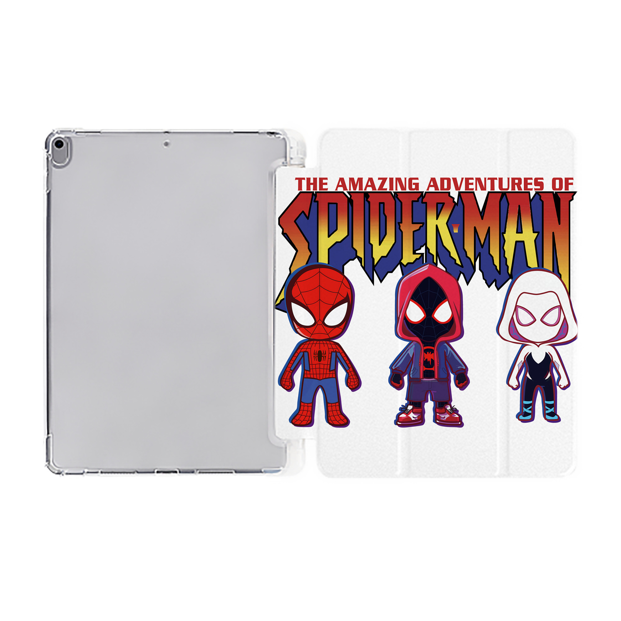 （画像用） Spider Man スパイダーマン IPad ケース ペン収納付き 三つ折りスタンド PUレザー×シリコン 対応機種9.5/10.5/10.9インチ